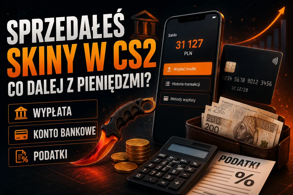 Sprzedałeś skiny w CS2 - co dalej z pieniędzmi? Wypłata, konto bankowe i podatki